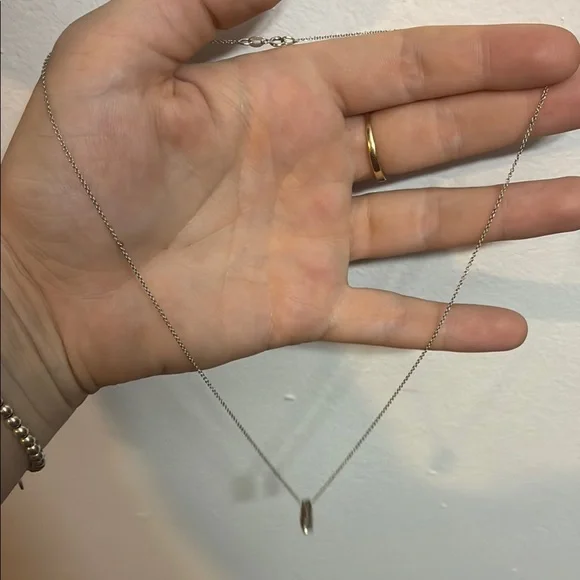 Brilliant Diamond Pendant Necklace 14k White Gold 585 Dainty 18 inch Chain Italy